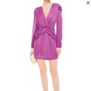 NICHOLAS Pleated Satin Crepe Mini Dress Purple Size 12